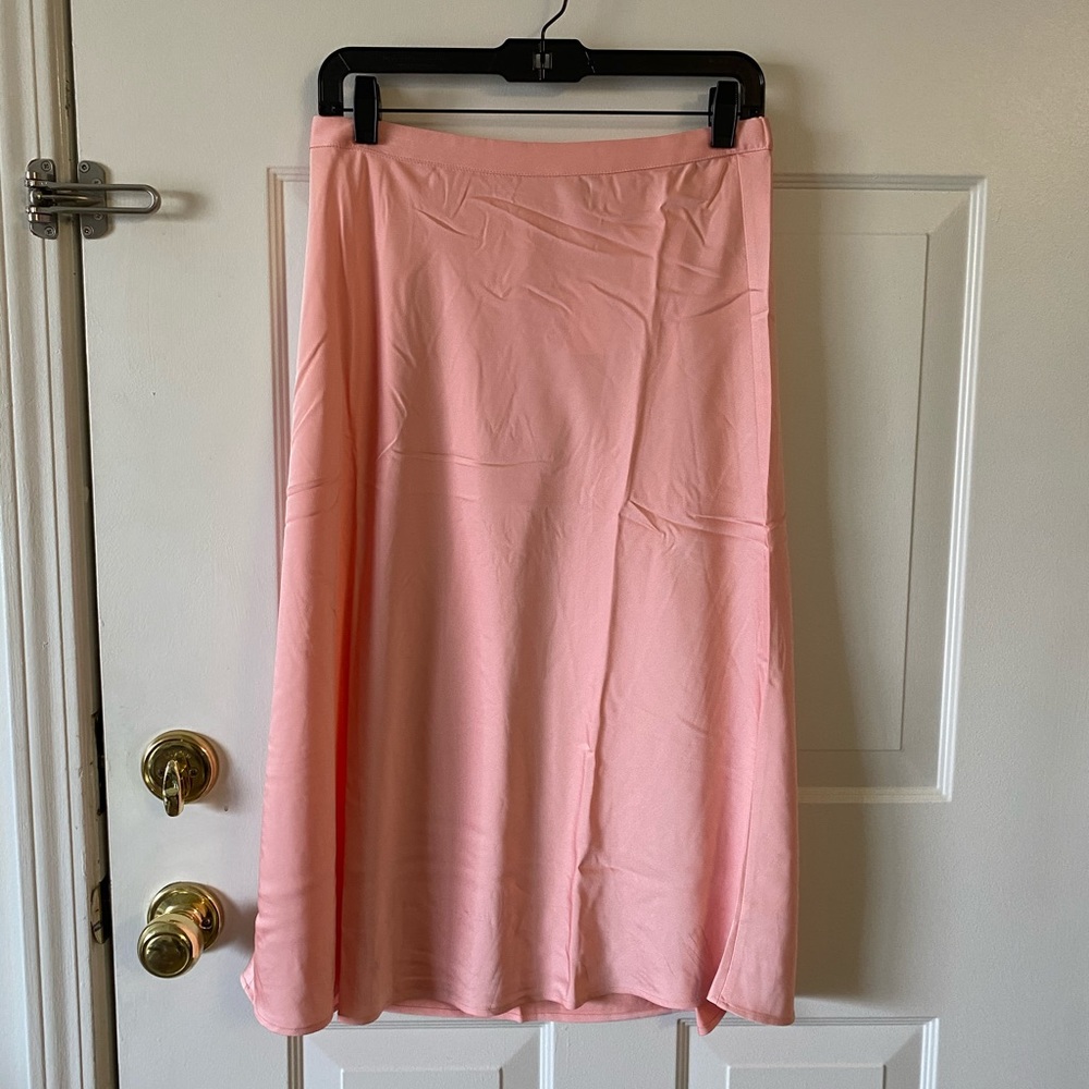 J. Crew Satin-Back Crepe A-Line Midi Skirt Beach Pink Size S